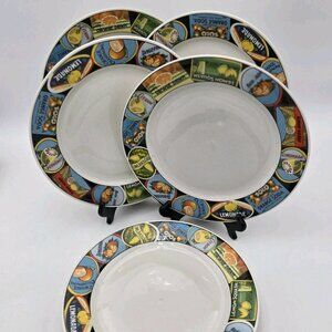 6 Oneida Majesticware Stoneware Citrus Labels Dinner Plates Fruit 10.5 Lemonade‎